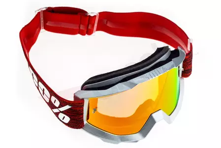 Gafas de moto 100% Porcentaje modelo Accuri Graham color blanco/granate rojo cristal espejo (cristal transparente adicional)-7