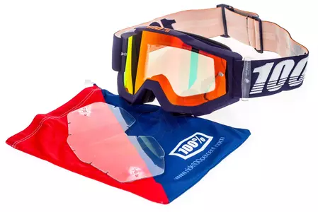 Gafas de moto 100% Porcentaje modelo Accuri Grib color azul cristal rojo espejo (cristal transparente adicional)-11
