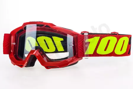 Motorističke naočale 100% Percent model Accuri Jr Youth Saarinen dječja crvena prozirna leća-1