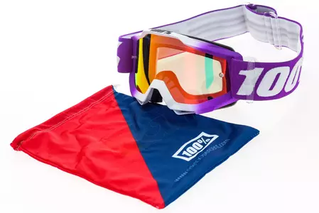 Gafas de moto 100% Porcentaje modelo Accuri Jr Youth niños Framboise color Violeta/blanco cristal rojo espejo-11