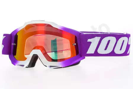 Gafas de moto 100% Porcentaje modelo Accuri Jr Youth niños Framboise color Violeta/blanco cristal rojo espejo-1