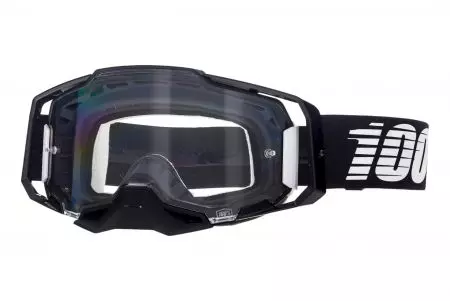 Motociklininko akiniai 100% Procentas modelis Armega Black spalva juodas skaidrus stiklas - 50700-001-02