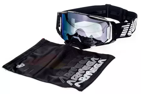 Motorbril 100% Procent model Armega Zwart kleur zwart glas zilver spiegel-11