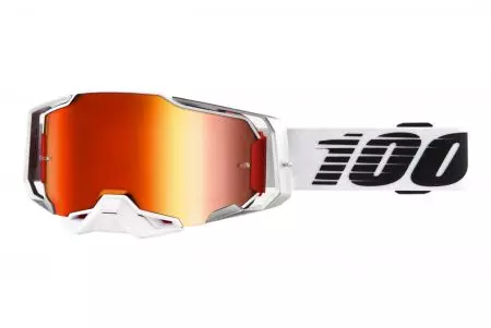 Gafas de moto 100% Percent modelo Armega Lightsaber color blanco cristal rojo espejo - 50710-355-02