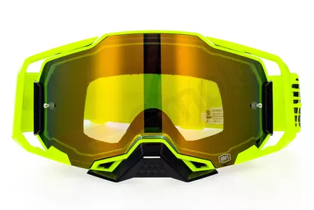 Óculos de proteção para motociclistas 100% Percentagem modelo Armega Nuclear Circus fluo amarelo cor ouro vidro espelhado-2