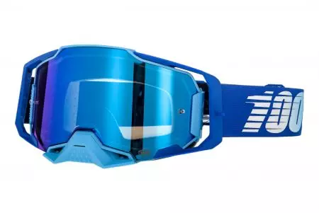 Lunettes de moto 100% Percent modèle Armega Royal couleur bleu verre bleu miroir