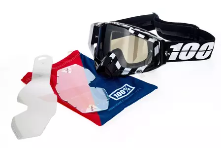 Motociklističke naočale 100% Percent Racecraft Alta, crno/bijele, srebrna zrcalna leća-11