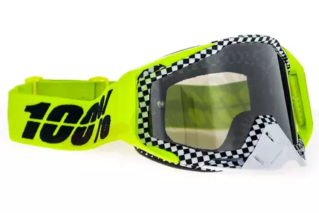 Gafas de moto 100% Porcentaje Racecraft Andre color negro/blanco/amarillo fluo cristal plata espejo-3