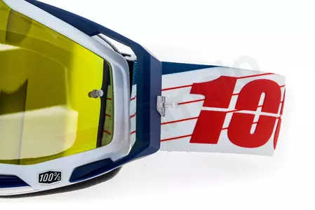 Gafas de moto 100% Racecraft Bibal color azul/blanco cristal dorado espejo-9