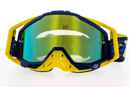 Gafas de moto 100% Porcentaje Racecraft Bibal color azul/amarillo oro espejo cristal-2