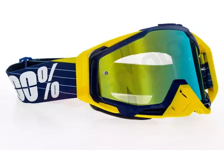 Gafas de moto 100% Porcentaje Racecraft Bibal color azul/amarillo oro espejo cristal-3