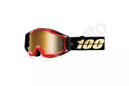 Gogle motocyklowe 100% Procent Racecraft Hot Rod kolor czerwony/czarny szybka złote lustro-1