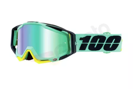 Gafas de moto 100% Porcentaje Racecraft Kloog color verde/negro cristal verde espejo-1