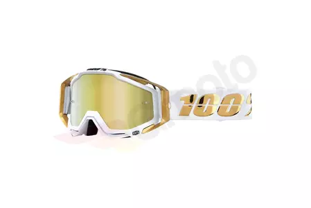 Gafas de moto 100% Porcentaje Racecraft LTD color blanco/oro cristal dorado espejo-1