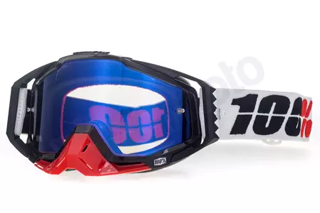 Gafas de moto 100% Porcentaje Racecraft Marigot color negro/rojo cristal azul espejo-1