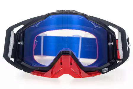 Gafas de moto 100% Porcentaje Racecraft Marigot color negro/rojo cristal azul espejo-2