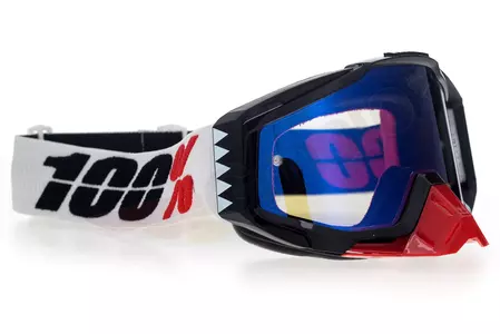Gafas de moto 100% Porcentaje Racecraft Marigot color negro/rojo cristal azul espejo-3