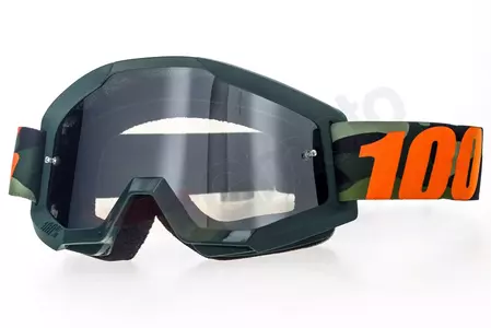 Motorrad Crossbrille 100% Prozent Strata Huntistan grün/camo silber verspiegelt-1