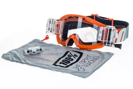 Motociklističke naočale 100% Percent model Strata Jr Junior Mud dječje Roll-Off, narančaste (prozirna leća) (širina role 45 mm)-12