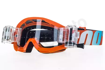 Motociklističke naočale 100% Percent model Strata Jr Junior Mud dječje Roll-Off, narančaste (prozirna leća) (širina role 45 mm)-1
