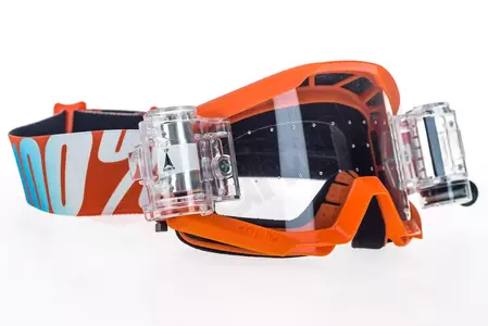 Motociklističke naočale 100% Percent model Strata Jr Junior Mud dječje Roll-Off, narančaste (prozirna leća) (širina role 45 mm)-3