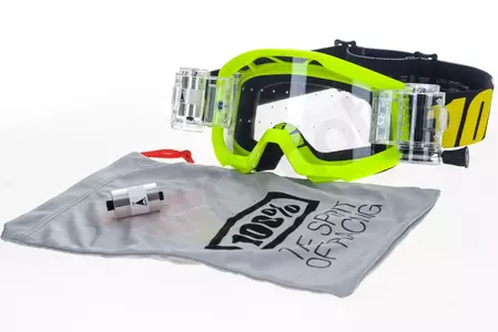 Motorrad Cross Brille Goggle 100% Prozent Strata Jr Junior Mud fluogelb klar-12