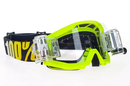 Motociklističke naočale 100% Percent model Strata Jr Junior Mud dječje Roll-Off boja fluo žuta (prozirna leća) (širina role 45mm)-3