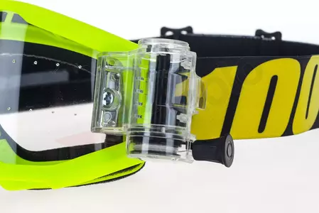 Gafas de moto 100% Percent modelo Strata Jr Junior Mud infantil Roll-Off color amarillo fluo (lente transparente) (ancho del rollo 45mm)-8