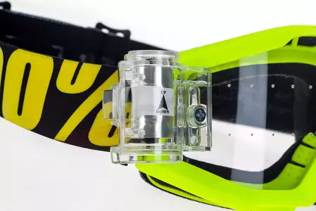 Gafas de moto 100% Percent modelo Strata Jr Junior Mud infantil Roll-Off color amarillo fluo (lente transparente) (ancho del rollo 45mm)-9