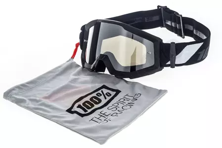 Gafas de moto 100% Percent modelo Strata Jr Junior Goliath Youth color negro cristal plata espejo-12