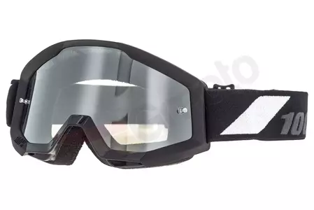 Gafas de moto 100% Percent modelo Strata Jr Junior Goliath Youth color negro cristal plata espejo-1