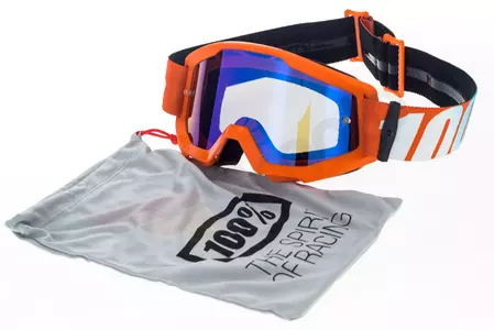 Gafas de moto 100% Porcentaje modelo Strata Jr Junior Naranja juvenil color naranja cristal azul espejo-12
