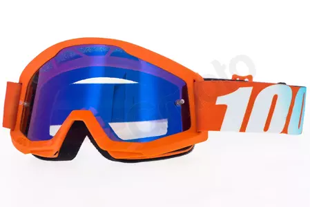 Gafas de moto 100% Porcentaje modelo Strata Jr Junior Naranja juvenil color naranja cristal azul espejo-1