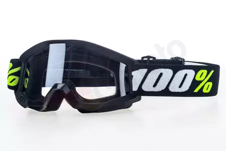Ochelari de motocicletă 100% Percent model Strata Mini Black pentru copii culoare negru sticlă transparentă anticeață
