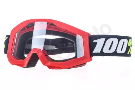 Ochelari de protecție pentru motociclete 100% Percent model Strata Mini Red pentru copii culoare roșie sticlă transparentă anticeață