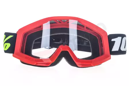 Motociklininko akiniai 100% procentų modelis Strata Mini Red vaikiški spalva raudona skaidrus stiklas nuo rūko-2