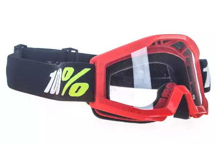 Очила за мотоциклет 100% процент модел Strata Mini Red детски цвят червено прозрачно стъкло против замъгляване-3