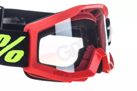 Motocyklové okuliare 100% Percent model Strata Mini Red detské farba červená číre sklo proti zahmlievaniu-8