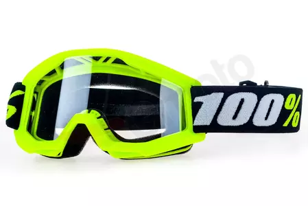 Motorrad Cross Brille Goggle 100% Prozent Strata Mini Junior gelb klar - 50600-004-02