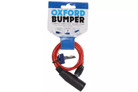 Кабелна ключалка Oxford Bumper червена 0,6 м-2