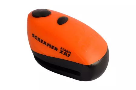 Blocca disco freno Oxford Screamer XA7 con allarme da 7 mm nero arancione-1