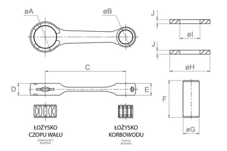 Korbowód Top Racing Kawasaki KX125 (79-87/ 92-93) - KRJ6001095