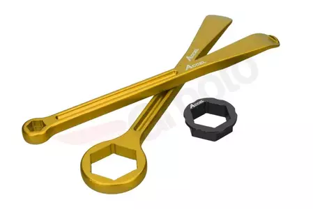 Accel kovácsolt gumiabroncs kanalak készlete kulccsal, arany színben-2