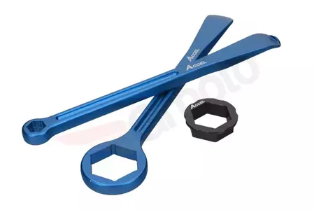Juego de cucharas para neumáticos forjadas Accel con llaves azul-2