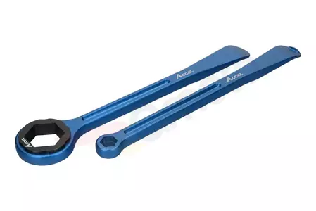 Set med Accel smidda däckskedar med nycklar blå-3