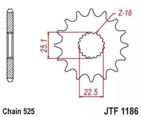 JT priekšējais zobrats JTF1186.16RB, 16z izmērs 525 ar vibrāciju slāpētāju