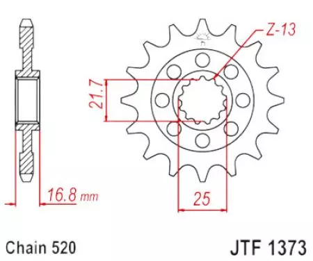 JT voortandwiel JTF1373.16RB, 16z maat 520 met trillingsdemper - JTF1373.16RB