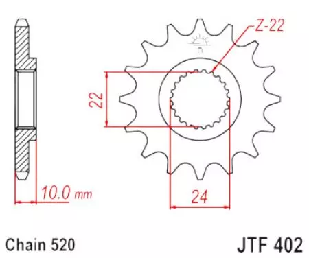 Rueda dentada delantera JTF402.16RB, 16z tamaño 530 con amortiguador de vibraciones - JTF402.16RB