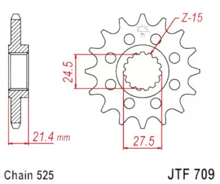 Pignon avant JTF709.16RB, 16z taille 525 avec amortisseur de vibrations - JTF709.16RB