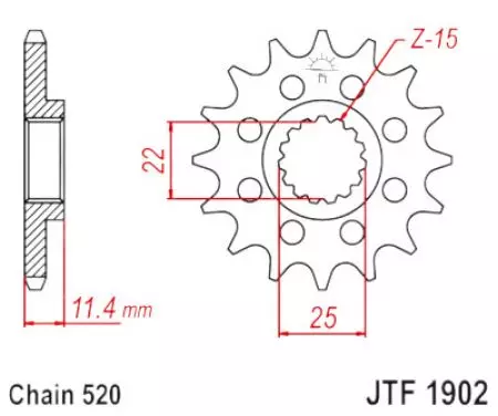Ritzel vorne JT JTF1902.16RB, 16 Zähne Teilung 520 gummiert - JTF1902.16RB